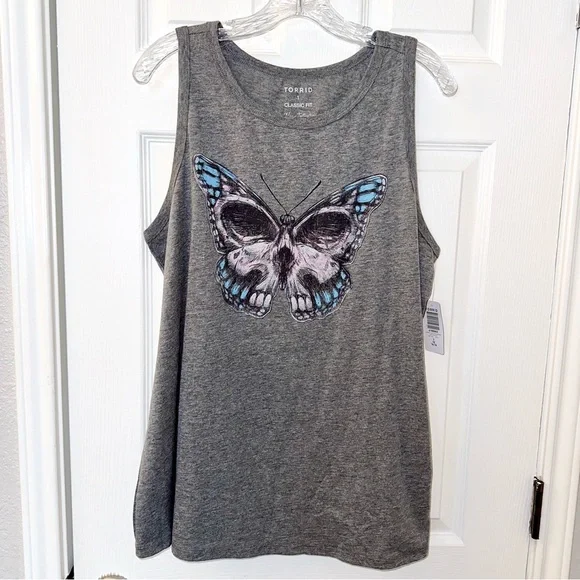 Torrid 1X Skull Butterfly Classic Fit Cotton Crew Neck Tank Top NWT - Picture 9 of 11
